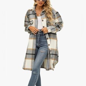 Plaid Longline Button-Up Coat